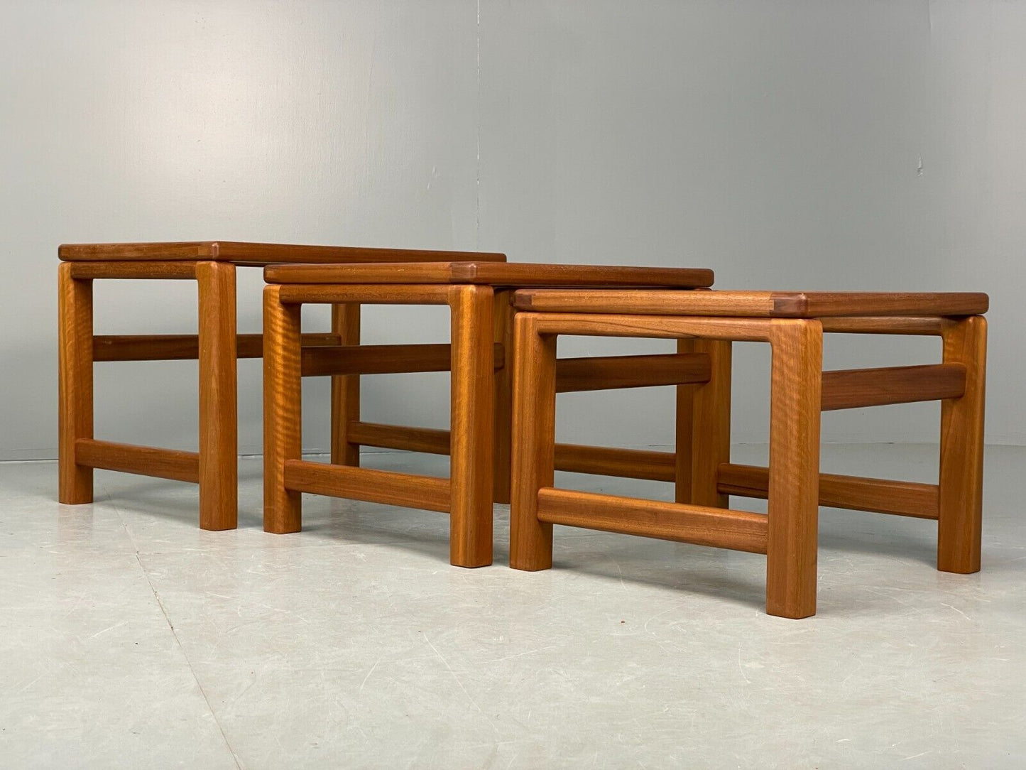 Vintage Teak And Glass Nesting Tables Retro 1980s EB8407 MWOO