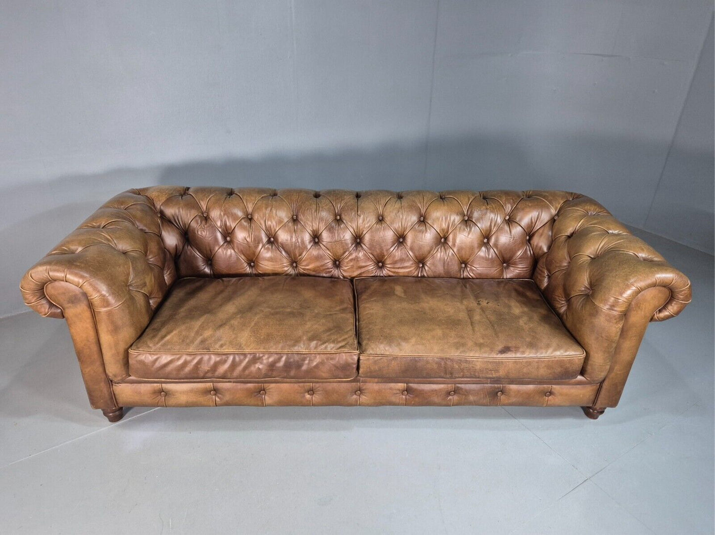 Vintage Chesterfield Brown Leather 4 Seat John Lewis  EB8383 VCHE