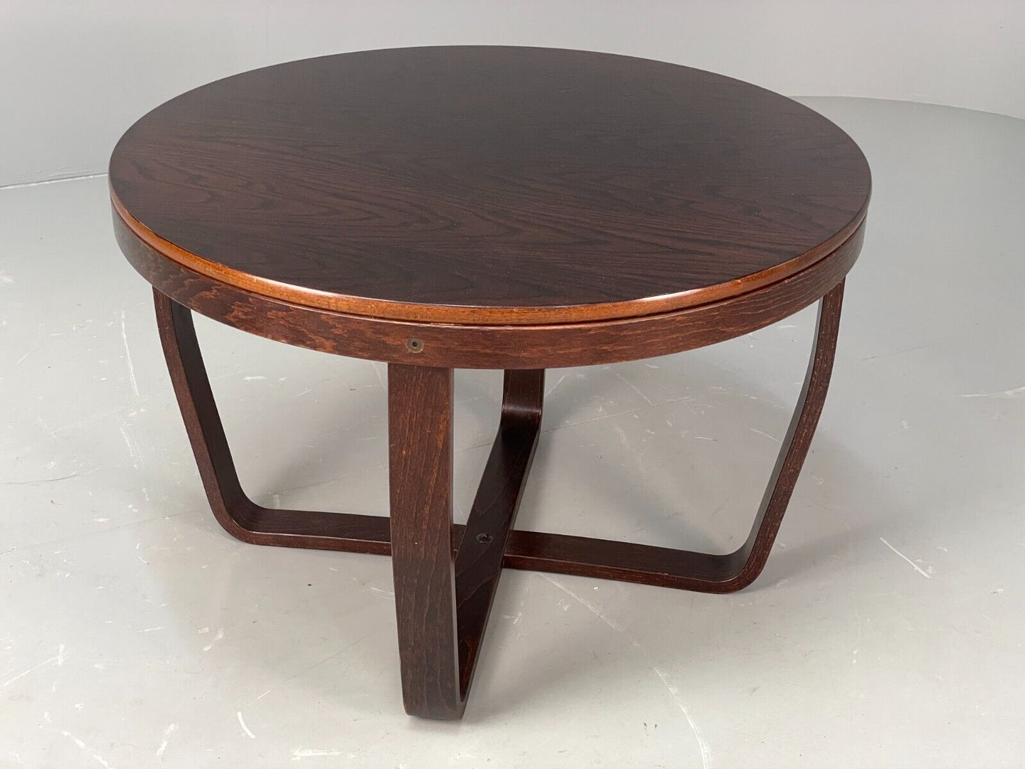 EB6805 Vintage Danish Coffee Table Oak and Beech Circular Bentwood 1980s MWOO