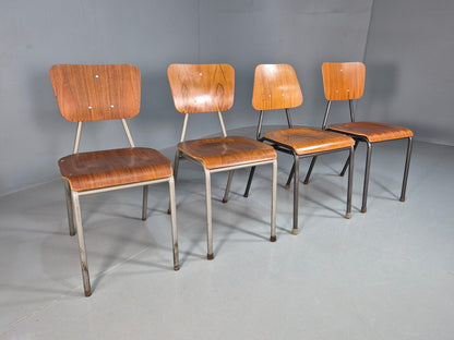 4 Danish Stacking Chairs Harlequin Set Teak Steel Mid Century Retro EB8334 MSTA