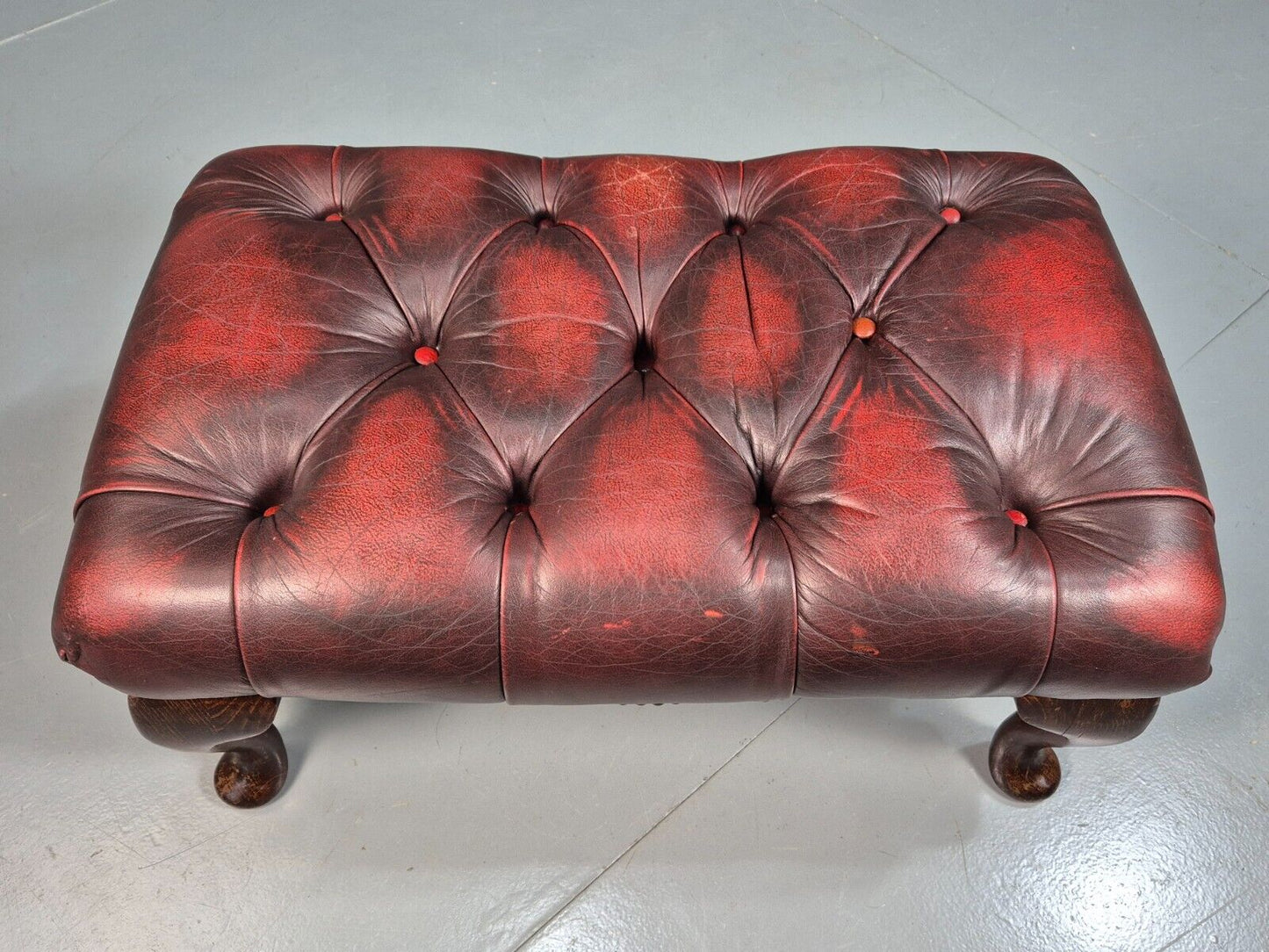 Vintage Footstool Oxblood Leather Chesterfield Style Antique Style EB8186 VCHE