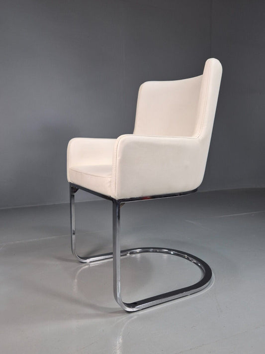 Vintage Elbow Chair White Vinyl and Chrome  EB7872 MNOR