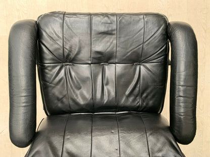 EB2715 Unico Danish Black Leather High-Backed Reclining Swivel Chair MCM MSWI