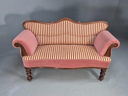 Vintage Danish 2 Sea Sofa Pink Mahogany Camel Back 1900s Antique EB8017 V2SS