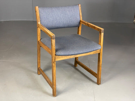 EB6161 Vintage Elbow Chair by Slagelse Oak Blue Cotton Danish Lounge MDIN