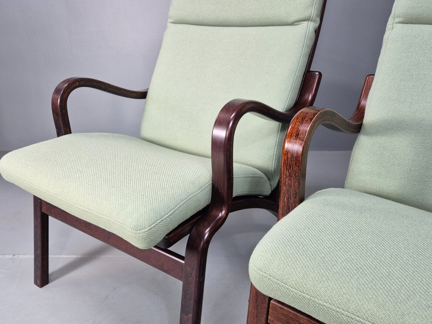 Pair Of Vintage Danish Stouby Mint Green Bentwood Armchairs EB8521 MBEN