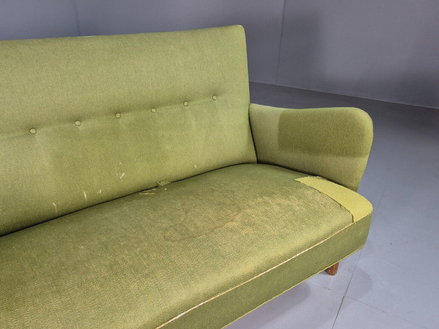 Vintage Danish 2 Seat Sofa Green Fritz Hansen 2 Seat 1950s MCM Retro EB8219 M2SS