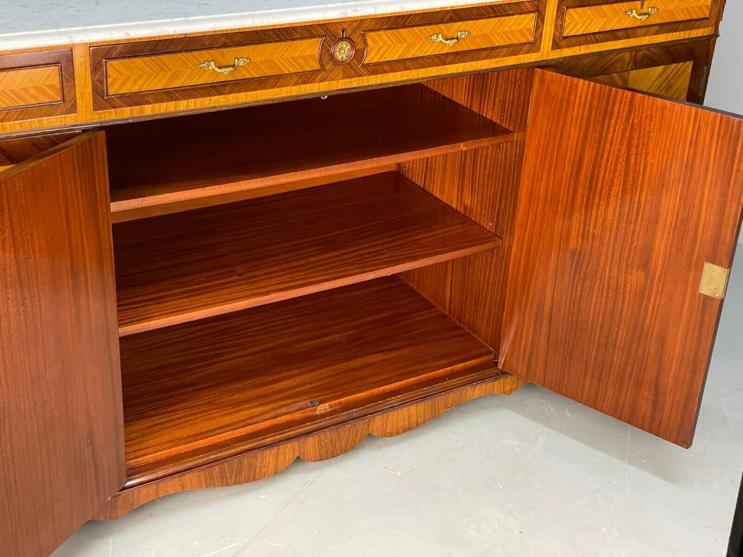 Large Marble Topped Sideboard Mahogany Walnut 1950s Antique Style EB7558 MWOO