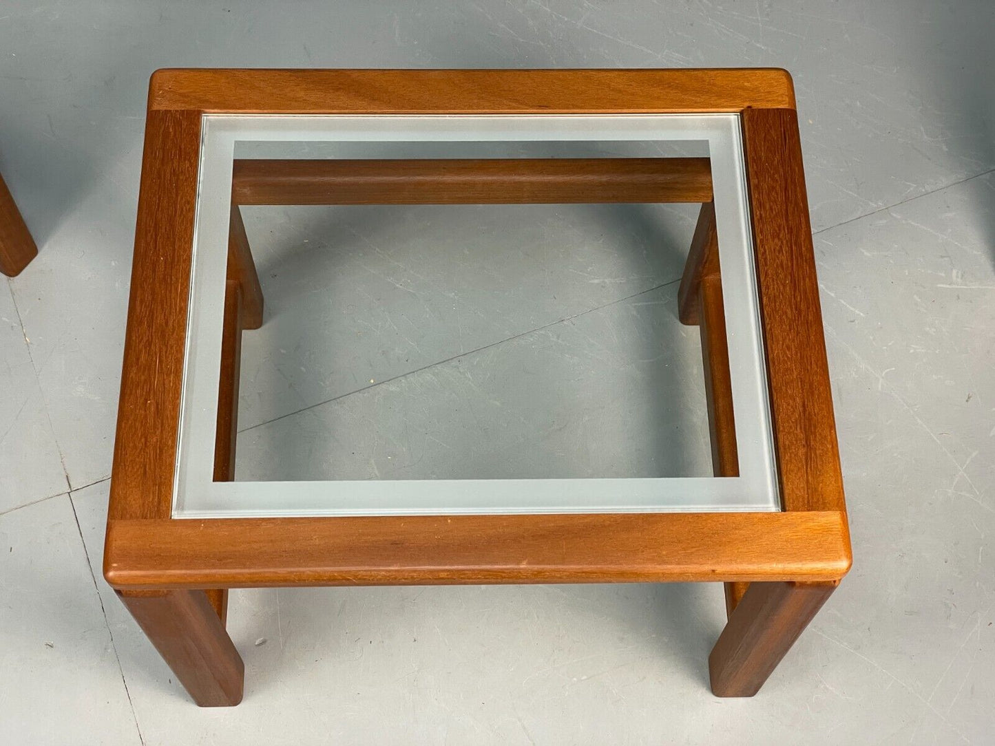 Vintage Teak And Glass Nesting Tables Retro 1980s EB8407 MWOO