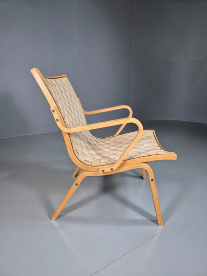 EB7398 Vintage Danish Lounge Chair Canvas Bentwood Ostergaard MCM Retro MBEN