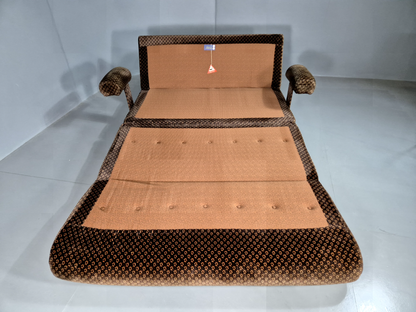 Vintage Sofa Bed Brown Velour Rest assured 1980s Retro EB7174 M2SS