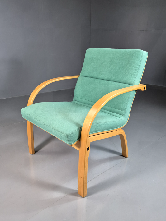 EB7352 Vintage Danish Lounge Chair Mint Wool Bentwood 1980s Retro MNOR