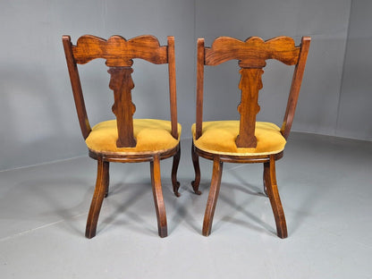 2 Vintage Dining Chairs Mustard Cabriole Leg Empire Style Antique EB7604 VCAR