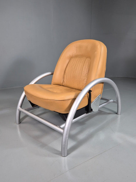 Vintage Car Seat Lounge Chair Beige Leather Ron Arad Rover Seat 80s  EB7657 MNOR