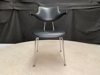 EB2552 Danish Chromed Steel & Black Vinyl Chair Mid-Century Modern MDIN