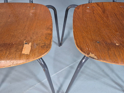 6 Vintage Danish Stacking Chairs Teak Plywood Steel Frame 1960 Retro EB8378 MSTA