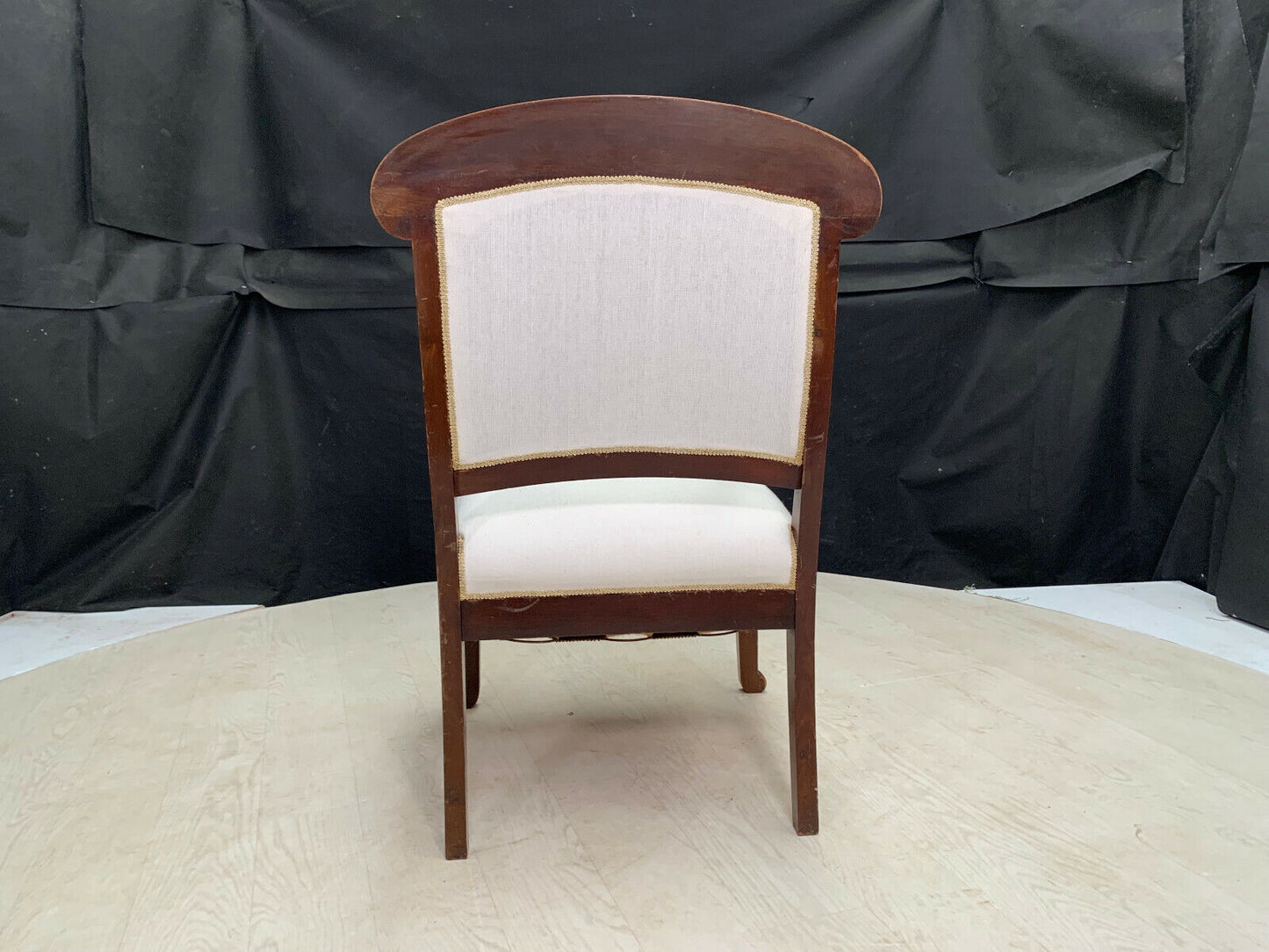 EB2493 Danish Beech & White Fabric High Backed Chair Vintage Antique Lounge VCAR