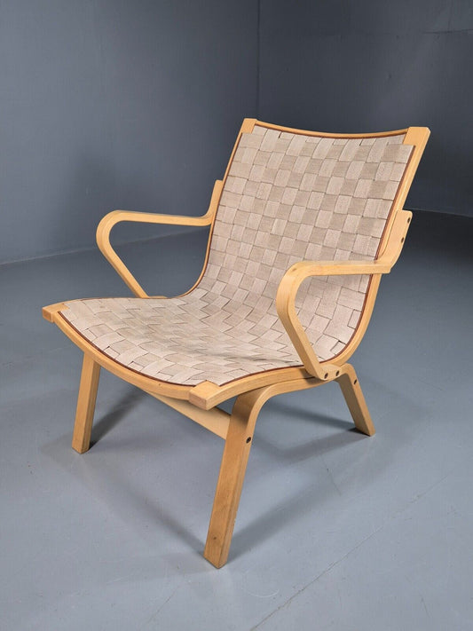 Vintage Danish Lounge Chair Canvas and Bentwood Ostergaard Retro MCM EB7622 MNOR