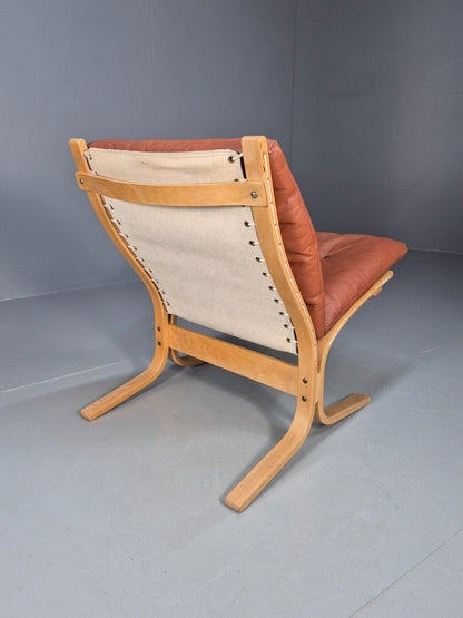 Vintage Danish Lounge Chair Tan Leather Bentwood Siesta Relling MCM EB8734 MBEN