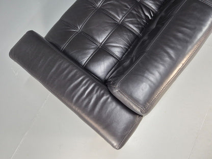 Vintage Danish 3 SEat Sofa Black Leather Chrome Feet 1980s Retro MCM EB8588 M3SS