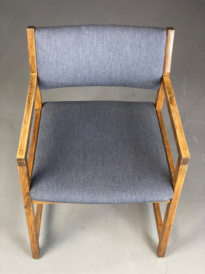 EB6161 Vintage Elbow Chair by Slagelse Oak Blue Cotton Danish Lounge MDIN