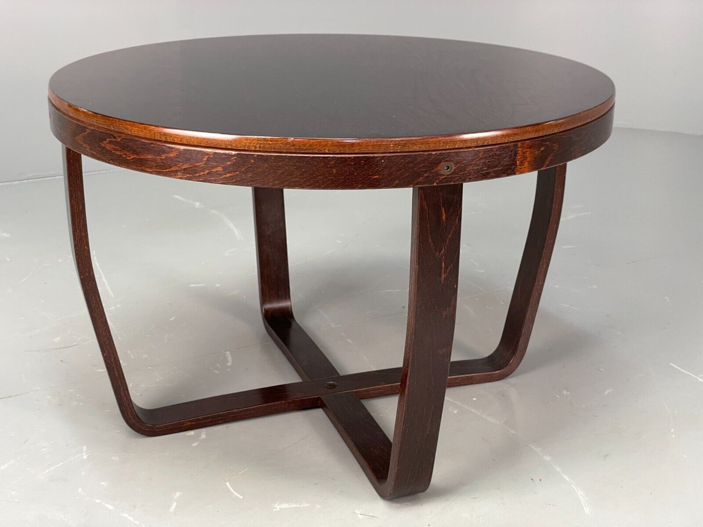 EB6805 Vintage Danish Coffee Table Oak and Beech Circular Bentwood 1980s MWOO