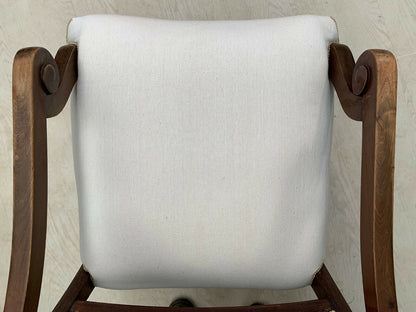 EB2493 Danish Beech & White Fabric High Backed Chair Vintage Antique Lounge VCAR