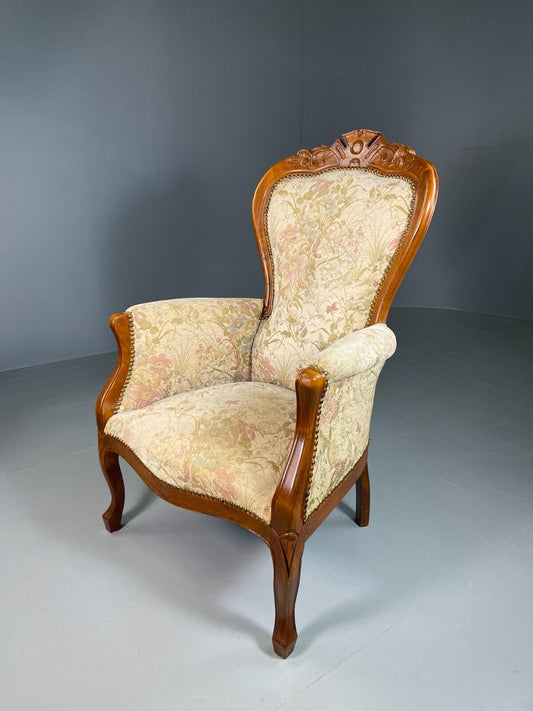 EB6734 Vintage Danish Lounge Chair 18th Century Style Floral Antique Style VCLO