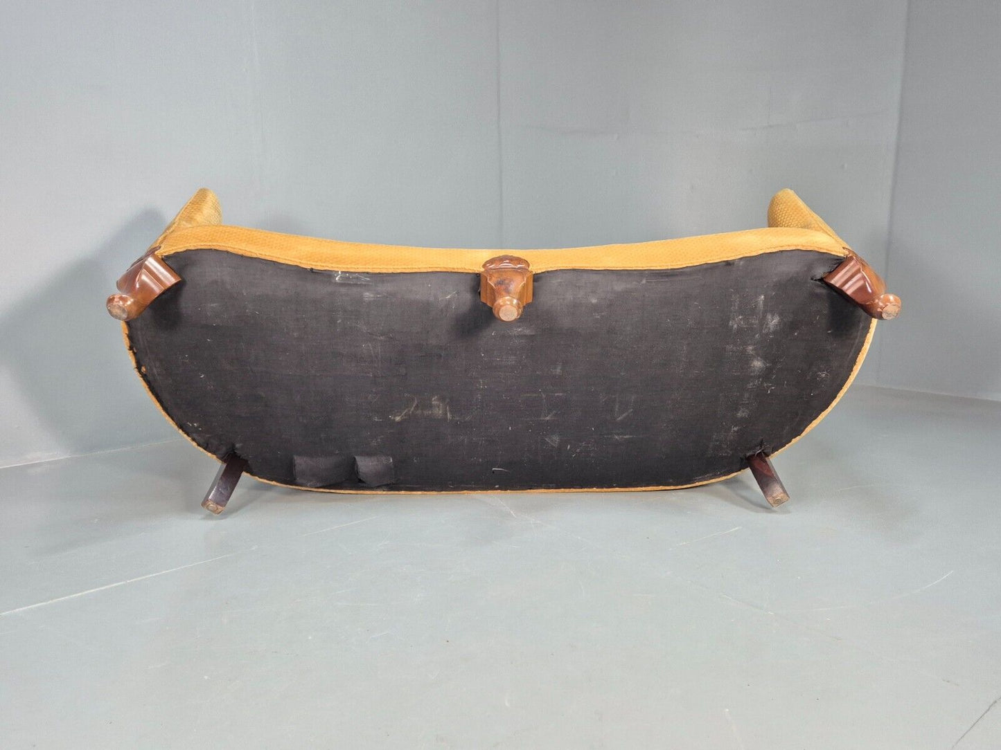 Vintage Danish Banana Sofa Gold Velour Carved Legs 1920s Antique Eb8055 V3SS