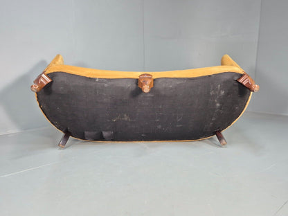 Vintage Danish Banana Sofa Gold Velour Carved Legs 1920s Antique Eb8055 V3SS