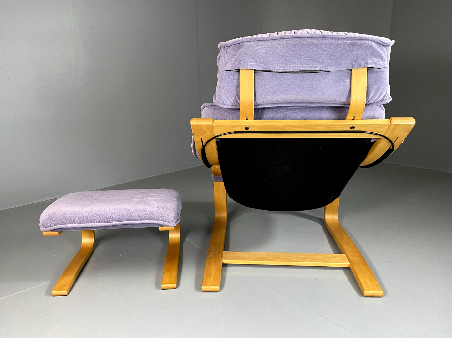 EB5768 Vintage Danish Bentwood Cantilever Lounge Chair, Purple, Footstool,  MBEN