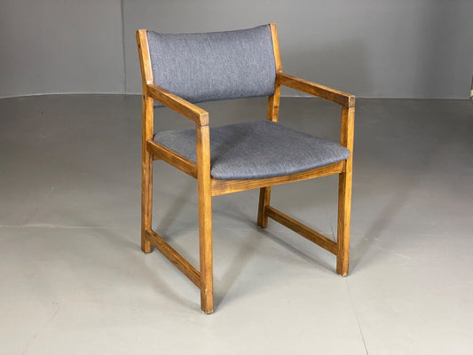 EB6164 Vintage Elbow Chair by Slagelse Oak Blue Cotton Danish Lounge MDIN