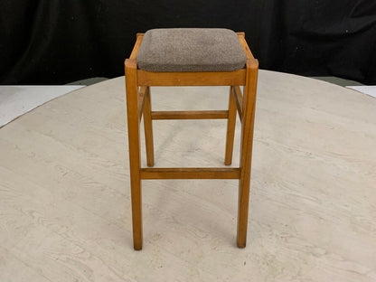 EB2360 Beech Stool with Beige Wool Seat Cushion Vintage Kitchen Dining Bar MDIN