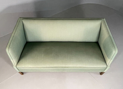 EB6932 Vintage Danish 2 Seat Sofa Green Wool Upholstery MCM Retro Art Deco M2SS