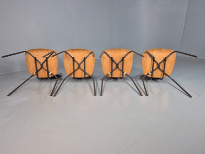 4 Vintage Danish Stacking Chairs Oak Plywood Steel Frame 1960s Retro EB8381 MSTA