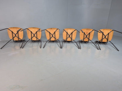 6 Vintage Danish Stacking Chairs Teak Plywood Steel Frame 1960 Retro EB8370 MSTA