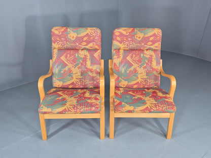 2 Vintage 1980s Lounge Chairs by Stouby Bentwood frame Retro MCM  EB12833