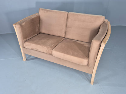 Vintage 2 seater Sofa 1980s Danish Beech Ends Retro Mid Century Modern Eb12561