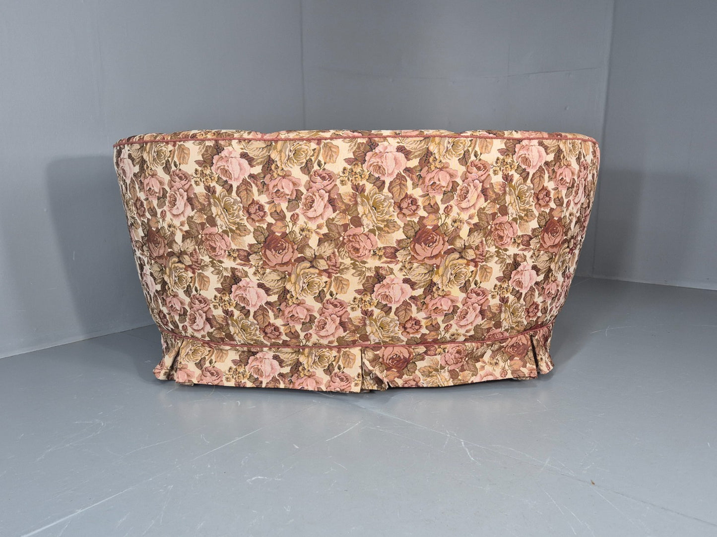 2 Seater Banana Sofa Vintage Danish Art Deco Floral Upholstery  EB10788 V2SS