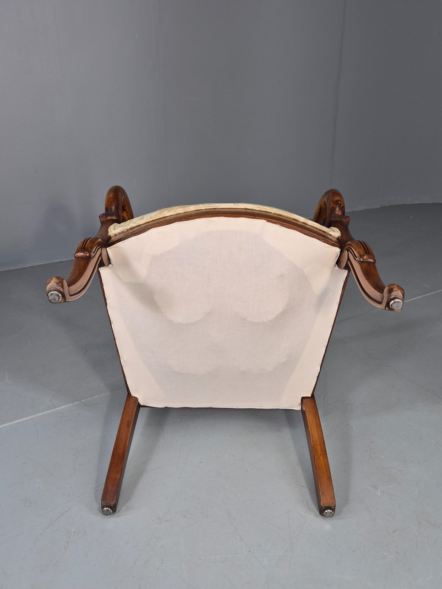 Antique Mahogany Arm Chair Louis Phillipe Style Floral Damask EB12857