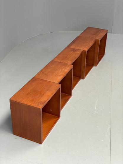 Floating Teak Cube Shelving Wall Mounted Custom Made Vintage Retro EB12300