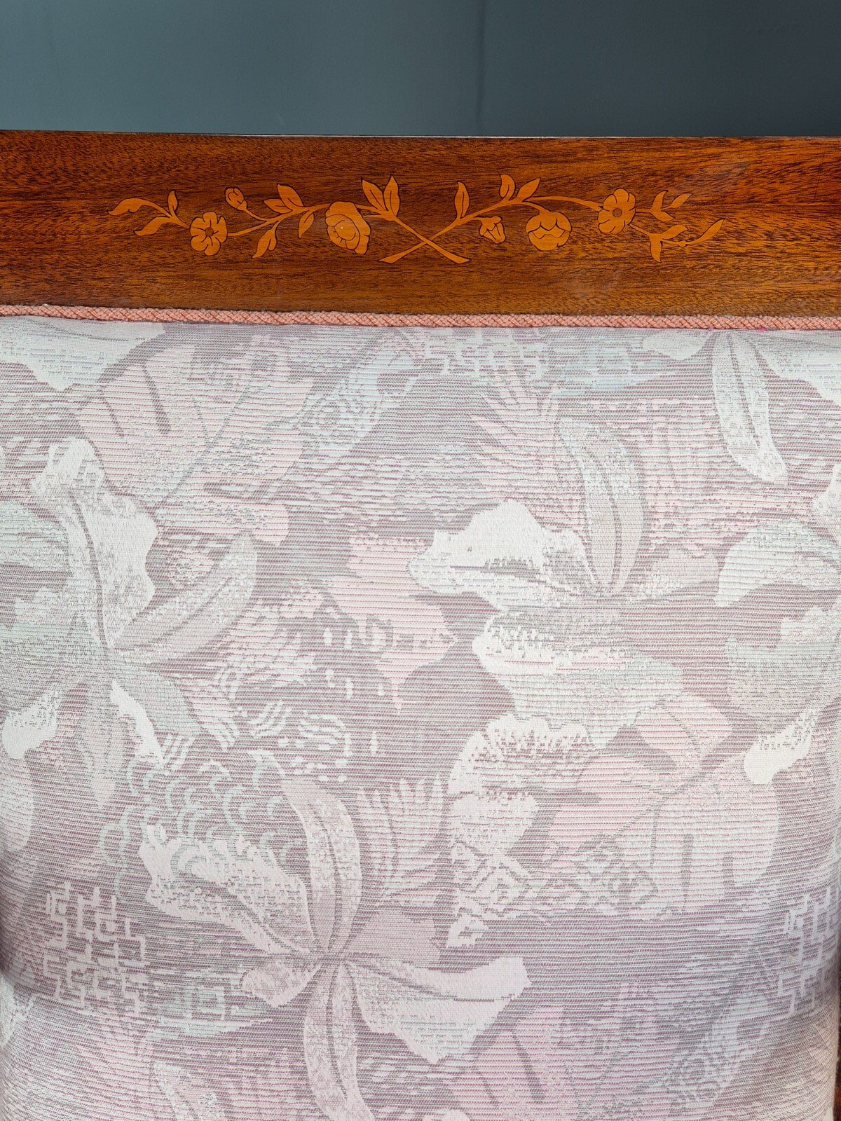 Antique Danish Empire Style Lounge Chair Floral Pink Upholstery  EB9039 VCLO