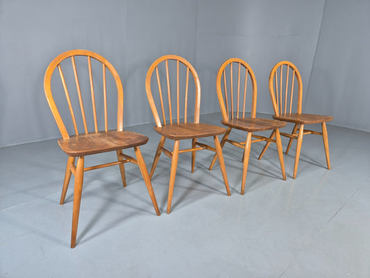 4 Ercol Windsor Chairs Elm and Beech 4 Stick Model 1960s Retro EB13051