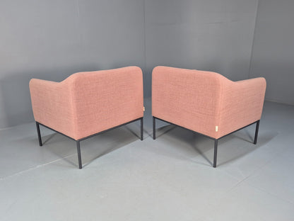 2 Roger Lewis Modern Design Armchairs Pink Wool Upholstery EB9952 MNOR
