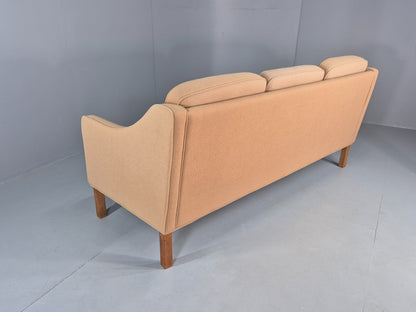 Vintage 3 Seater Sofa Beige Wool Upholstery Hurup MCM Retro 1980s EB12173