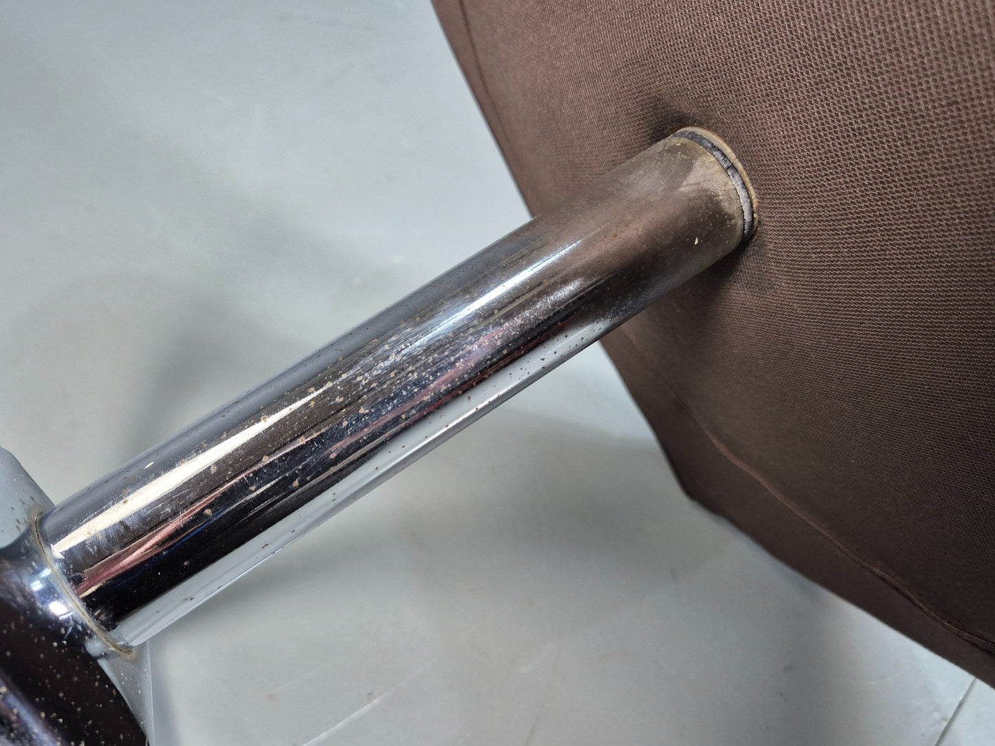 Vintage Mid Century Footstool Stressless 1970s Brown Leather Chrome EB07922