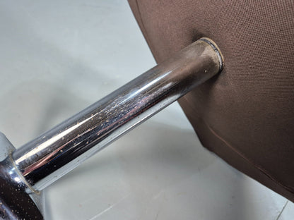 Vintage Mid Century Footstool Stressless 1970s Brown Leather Chrome EB07922