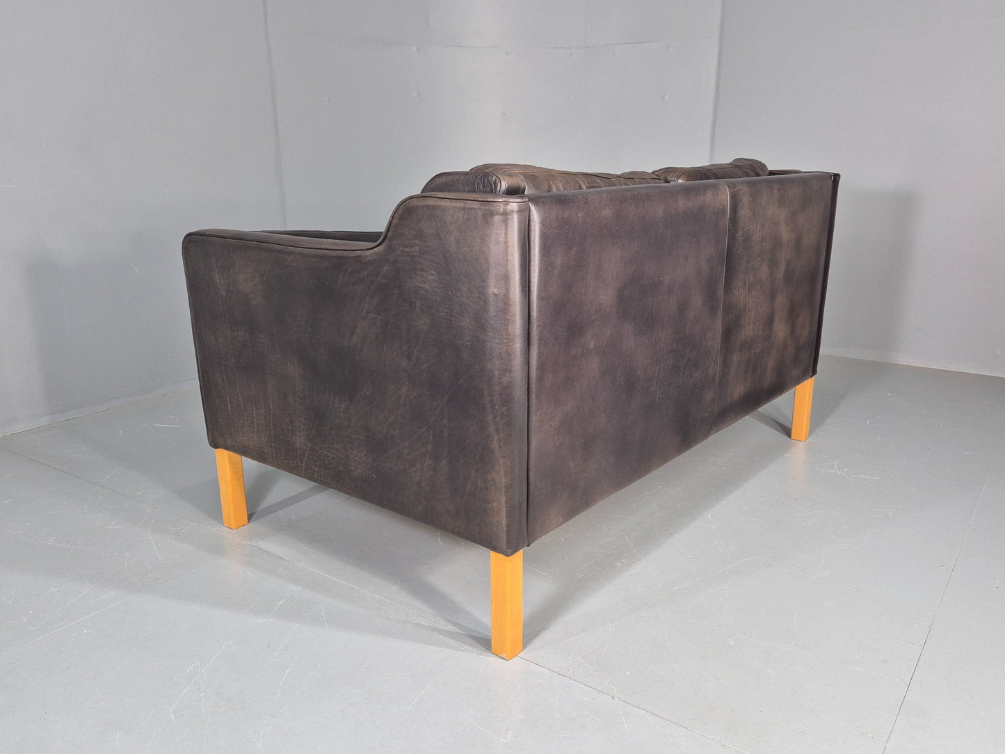 Vintage 2 Seater Sofa Mid Century Danish Leather Retro 1980s EB12227