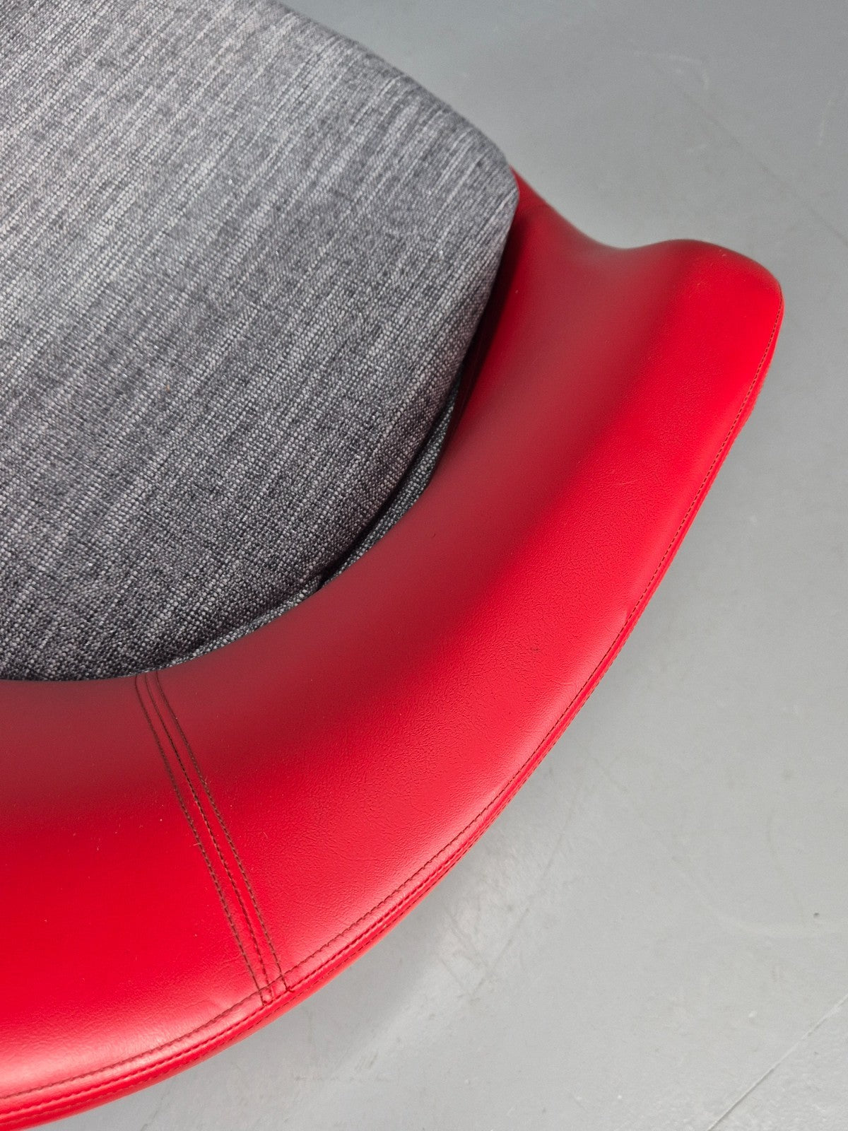 Vintage 1960s Swivel Chair Red Vinyl Grey Cushion Mid Century EB11076 MSWI