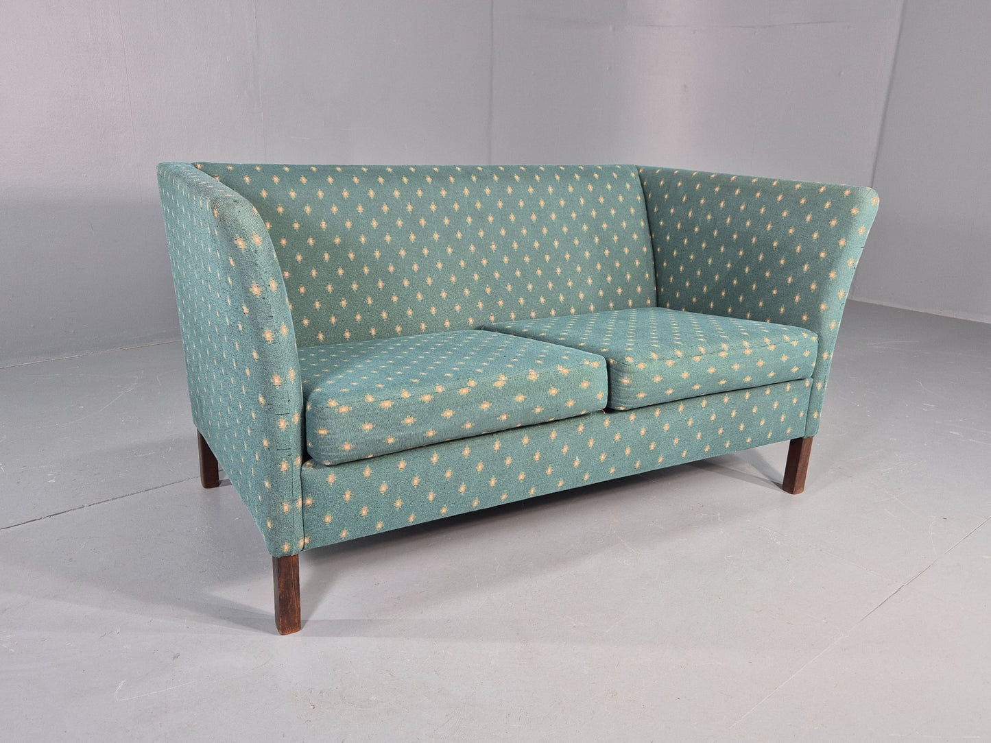Vintage Danish Mid Century 2 Seater Sofa 1980s Retro Green EB12539